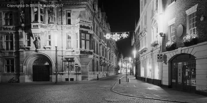 Cambridge Gonville and Caius College, Trinity Street at Night, England