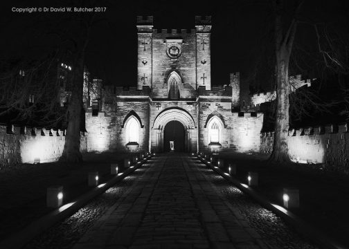 Durham Castle Entrance at Night, England