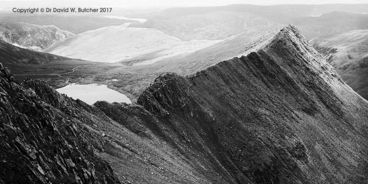 Helvellyn and Striding Edge from Lad Crag, Lake District