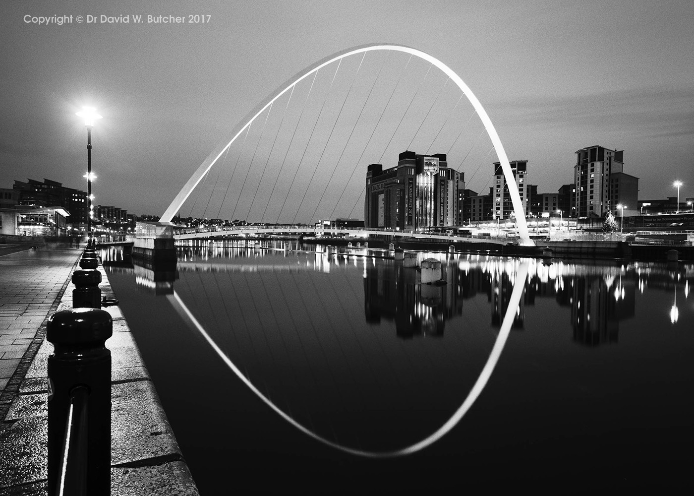 Gateshead Millennium Bridge Reflections at Night from Newcastle