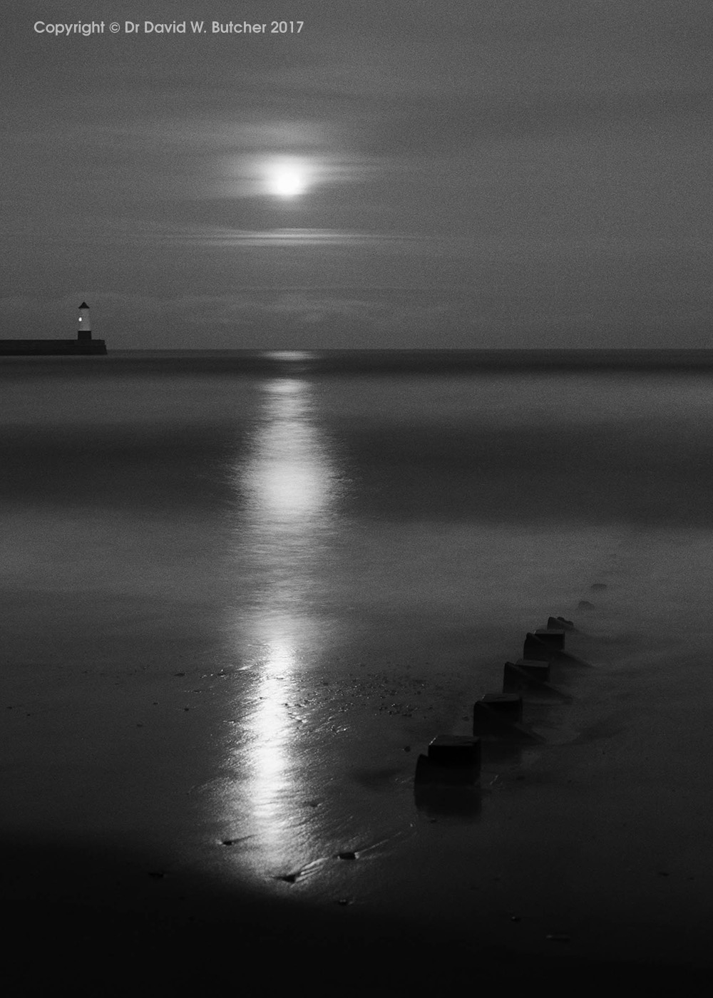 Berwick Upon Tweed Beach and Moon, Northumberland
