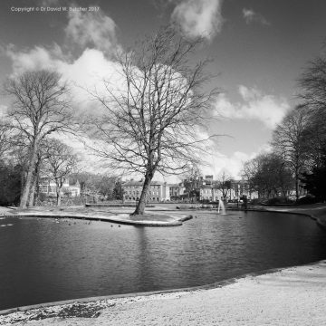 Buxton Pavilion Gardens Fountain Lake in Winter, Peak District
