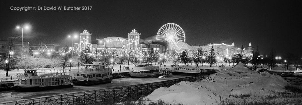 Chicago, Navy Pier from Lake Shore Drive at Night, USA