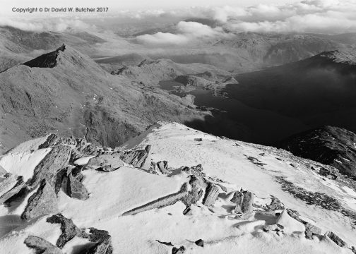 Snowdon Summit Looking East Beyond Crib Goch, Snowdonia, Wales