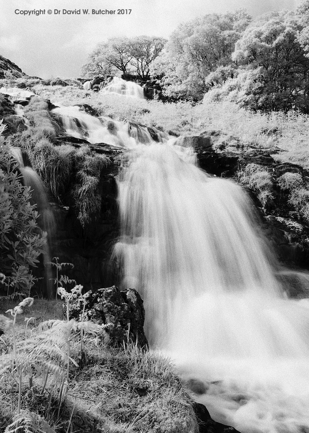 Watkin Path Waterfalls, Snowdon infrared, Snowdonia, Wales