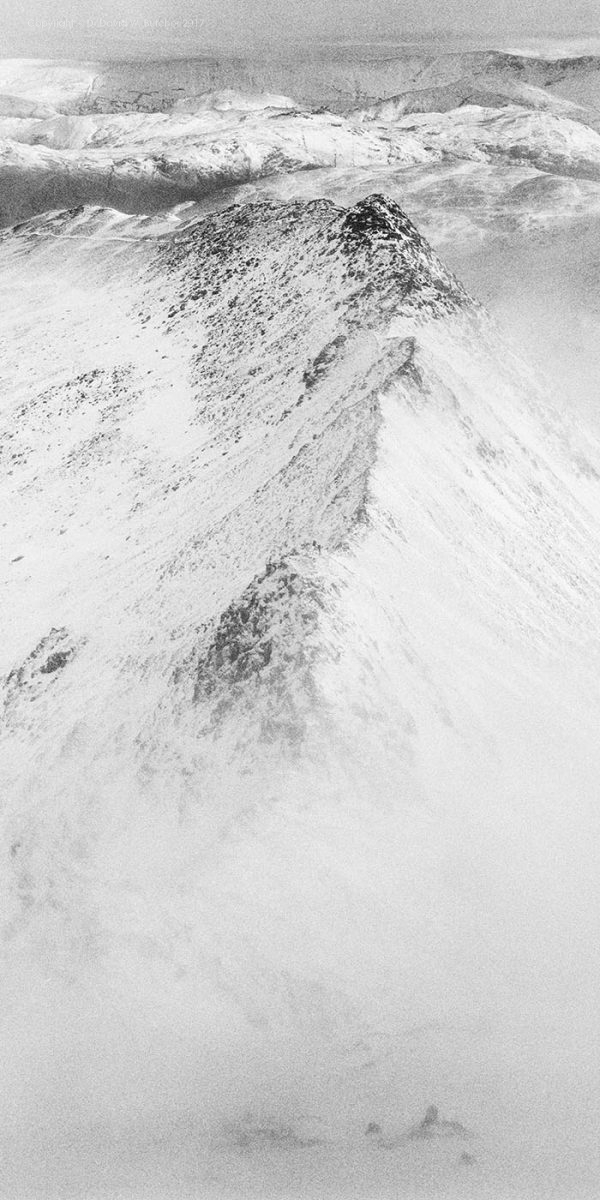 Helvellyn Striding Edge Cloudy View in Winter, Lake District