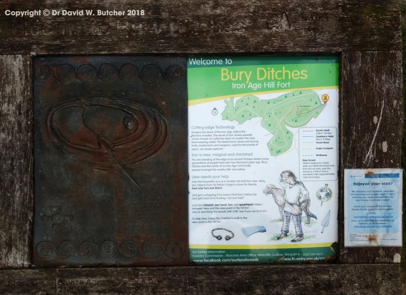 Bury Ditches Iron Age Hill Fort information board, Shropshire near Clun