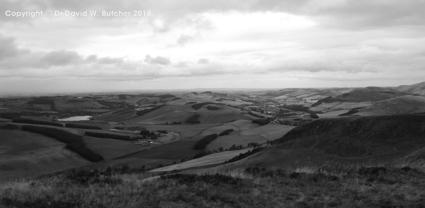 Wideopen Hill view to Kirk Yetholm