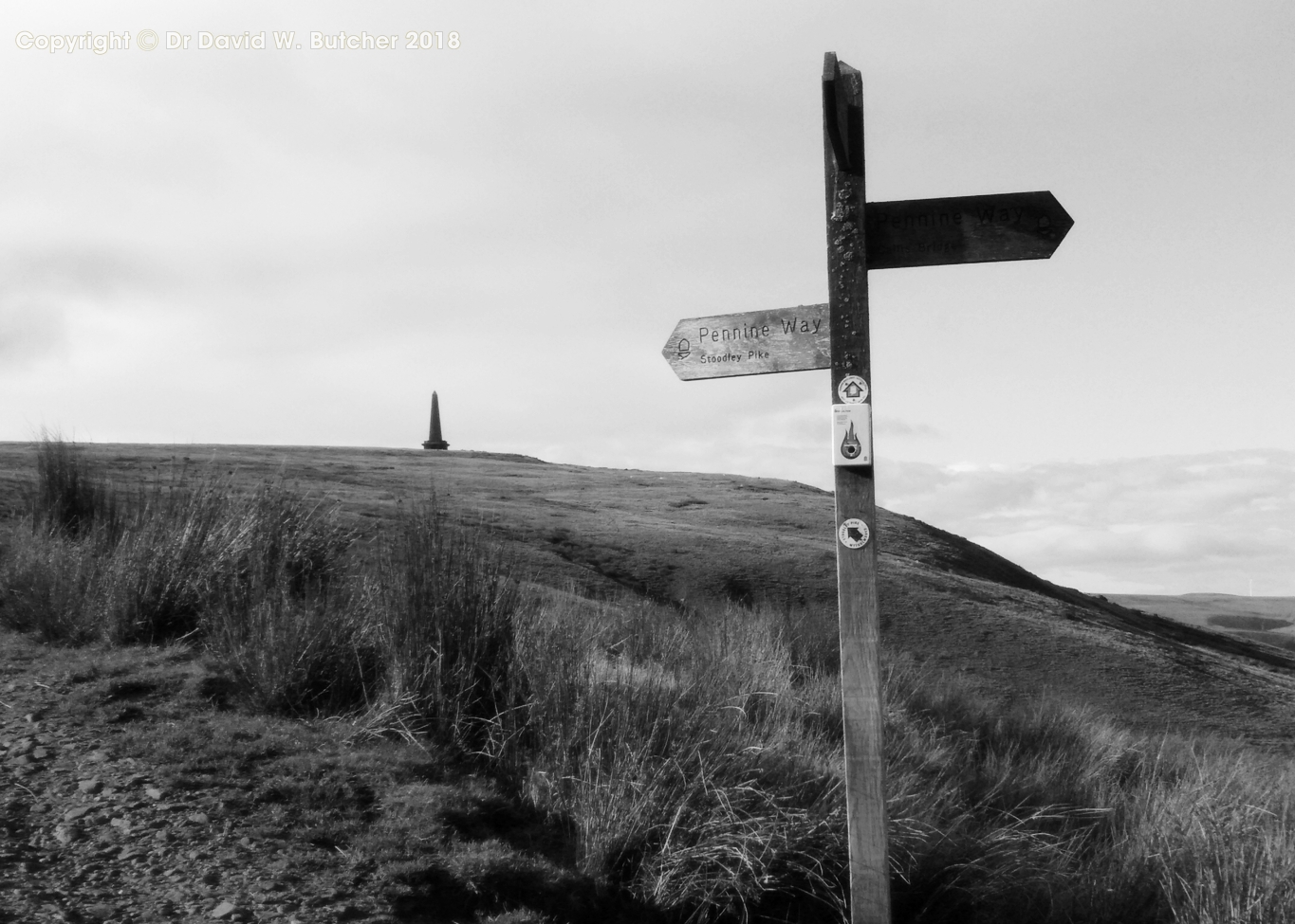 Stoodley Pike and Pennine Way sign