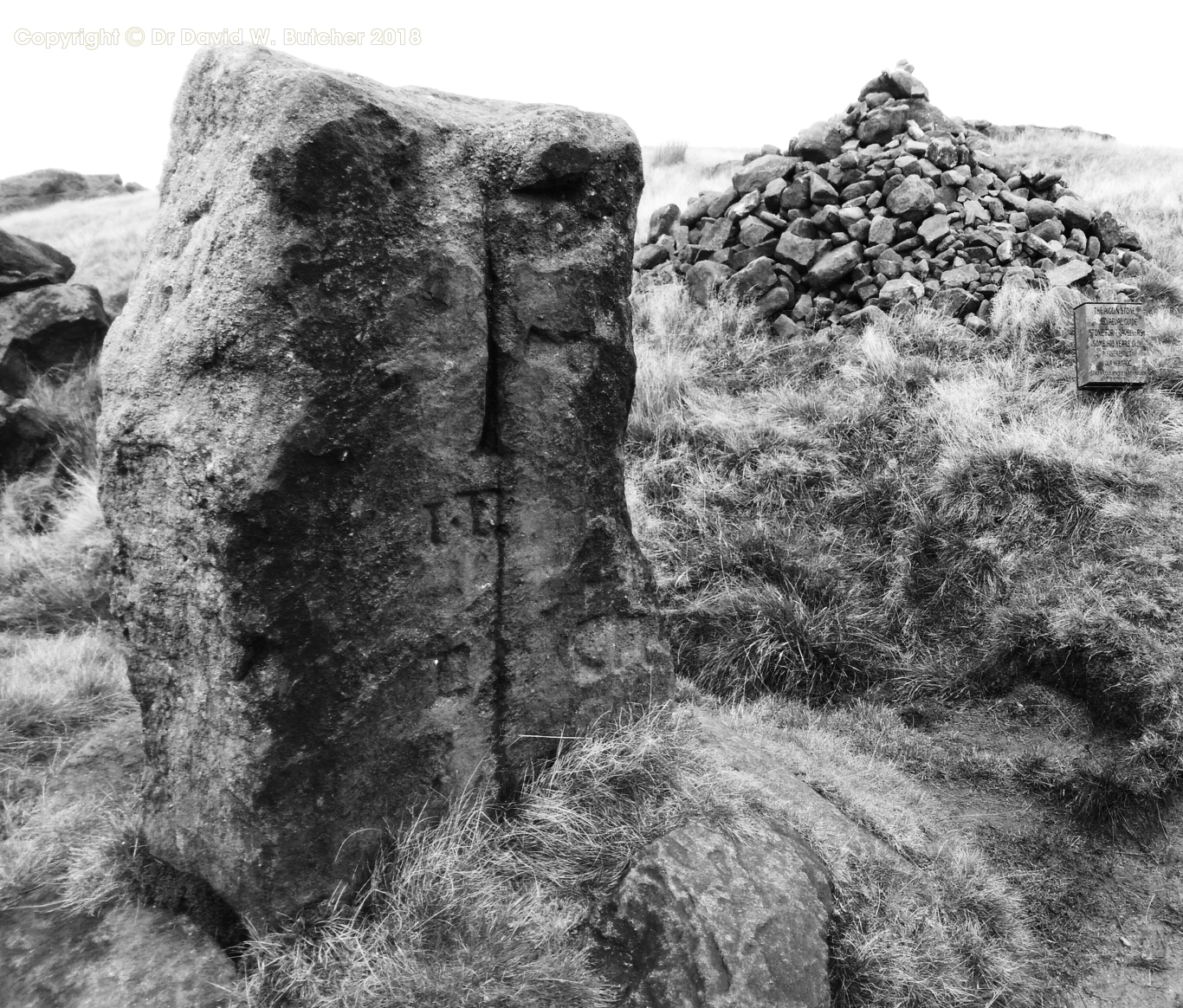 Aiggin Stone mediaeval guide stone for travellers on Blackstone Edge on Pennine Way