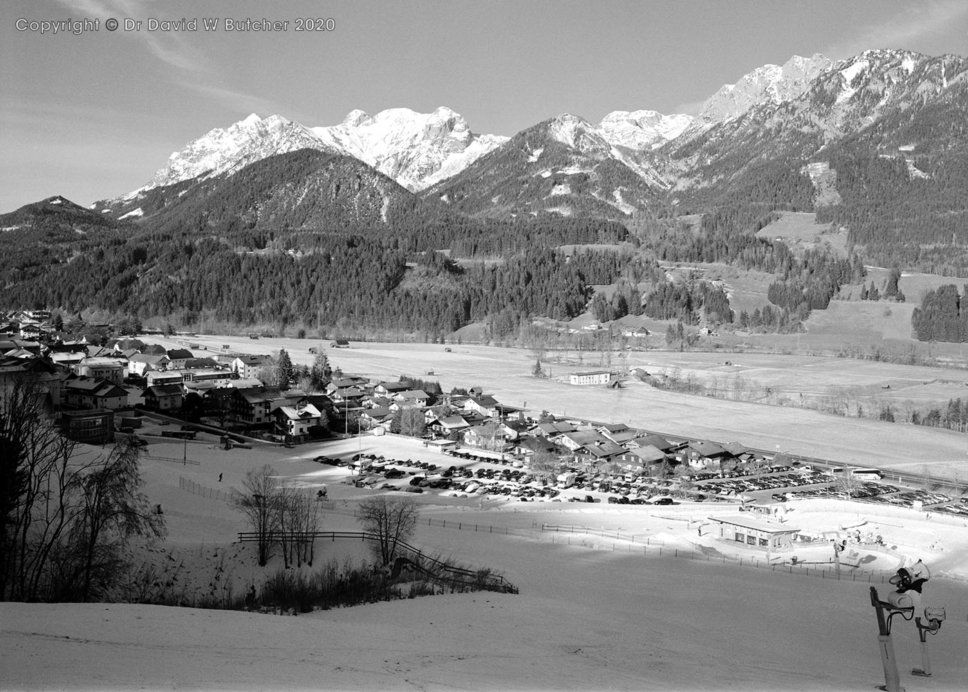 Schladming Haus im Ennstal from Hauser Kaibling Lower Slopes, Austria