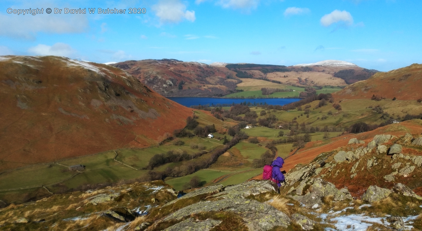 View from Beda Fell Lower Slopes to Ullswater, near Howtown
