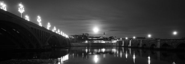 Berwick Bridge and Moon reflections, Northumberland