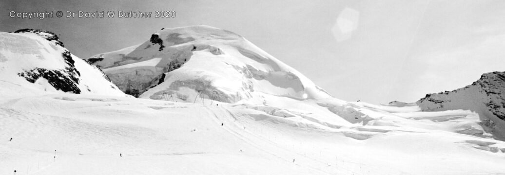 Saas Fee, Allalinhorn from Saas Fee Ski Area, Switzerland