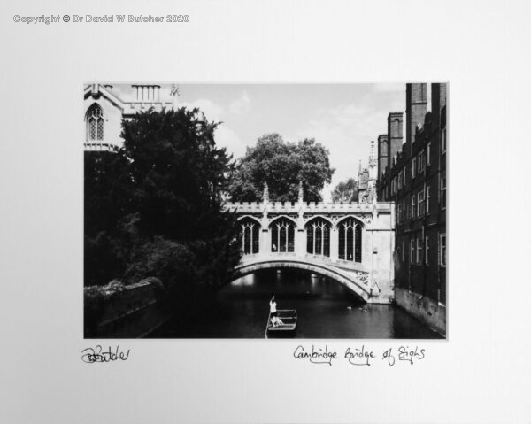 Cambridge St John's College Bridge of Sighs and punt on River Cam by Dave Butcher