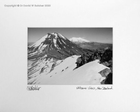 Mount Ngauruhoe from Mount Tongariro with Mount Ruapehu in the background