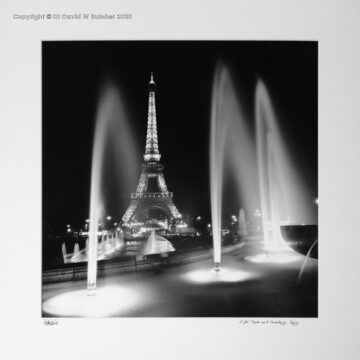 Paris Eiffel Tower fountains at night from Trocadero