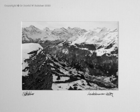 Lauterbrunnen Valley from Mannlichen between Wengen and Grindelwald near Interlaken in Bernese Oberland, Switzerland.