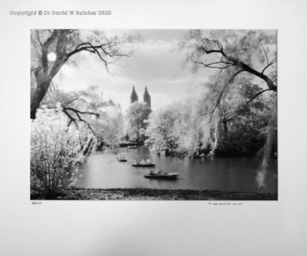 View over The Lake in Central Park to Manhattan, New York USA