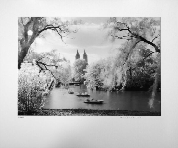 View over The Lake in Central Park to Manhattan, New York USA