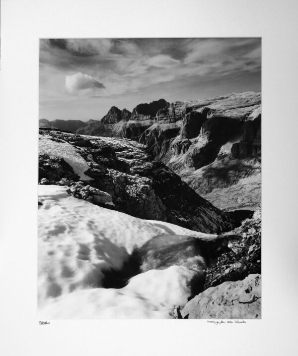 Sassolungo from Sella in Dolomites near Corvara, Italy