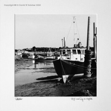 Boats high and dry near Brancaster in north Norfolk