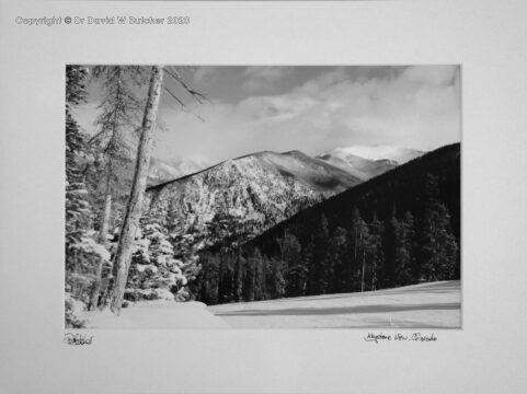 View from Keystone Sante Fe ski run to Arapahoe Basin ski area, Colorado USA