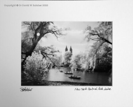 View over The Lake in Central Park to Manhattan, New York USA