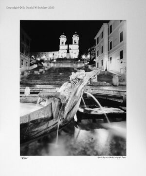 Spanish Steps and fountain in Rome at Night, Italy