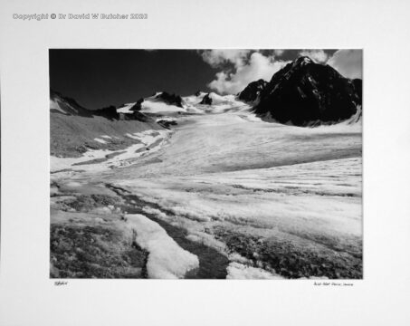 Aiguille de Peclet (right) Aiguille de Polset (centre) from Glacier de Gebroulaz, Vanoise National Park between Pralognan and Val Thorens, France.