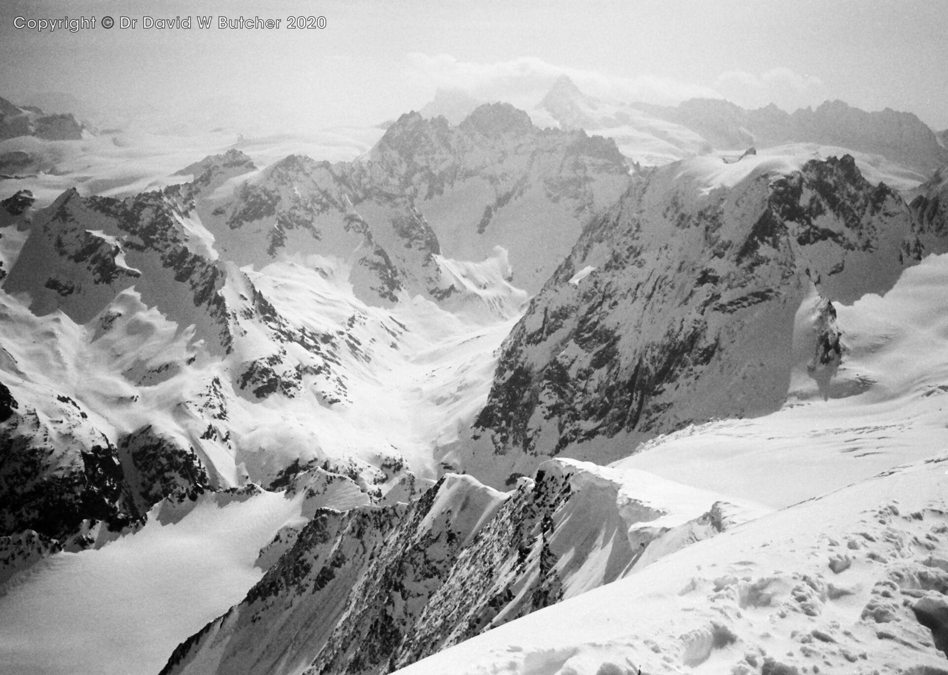 Matterhorn and Dent d'Herens from Pigne d'Arolla, ski Haute Route day 5