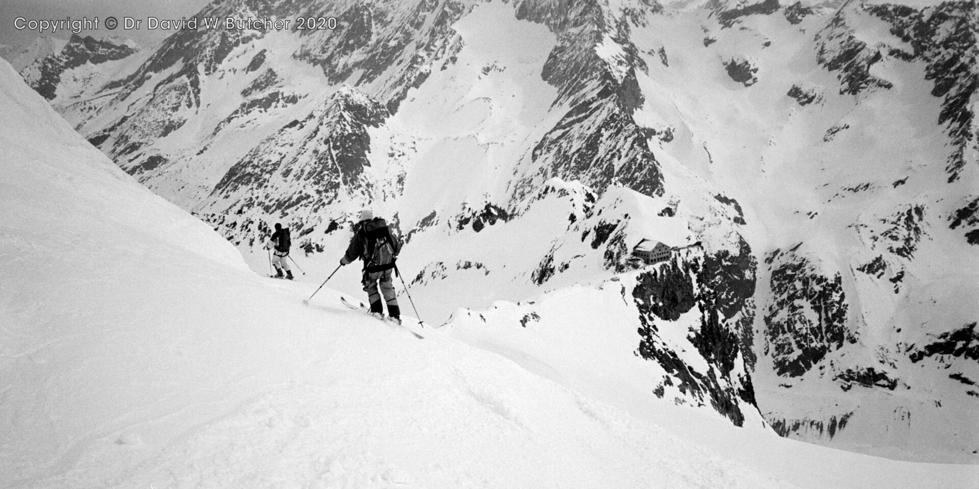 Descent to Cabane des Vignettes from Pigne d'Arolla, ski Haute Route day 5