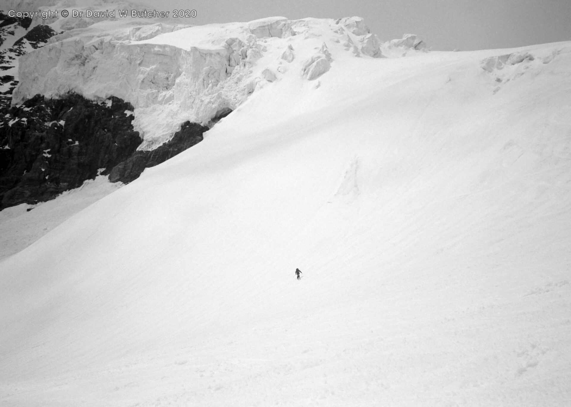 View back to our Stockji Glacier descent route, ski Haute Route day 6